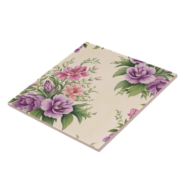 Azulejo Impresión floral De Lavanda Y Jardín De Campo Subi (Lado)