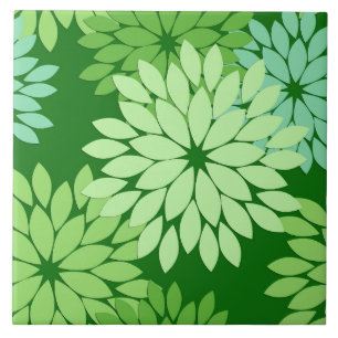 Azulejo Impresión floral moderna del kimono, verde lima