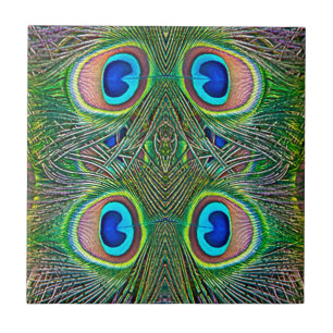 Azulejo Impresión Kaleidoscope de plumas de pavo real