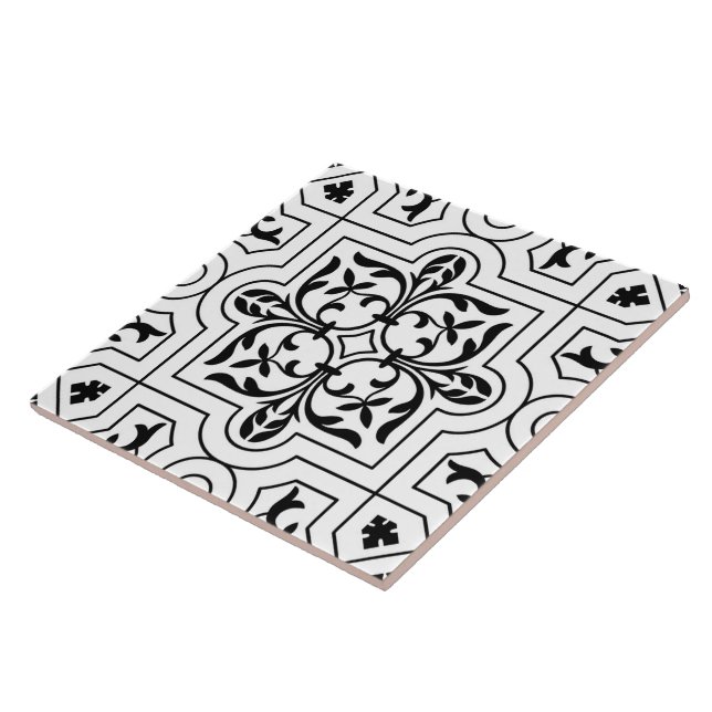 Azulejo Impresión modelada plantilla blanco y negro del (Lado)