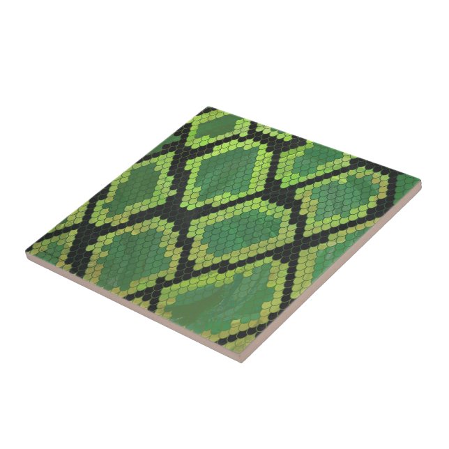 Azulejo Impresión negra y verde de la serpiente (Lado)
