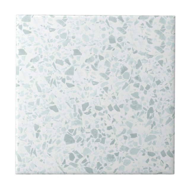 Azulejo Impresión Pastel Sage y Blue Terrazzo (Frente)