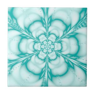 Azulejo Impresión turquesa con flor azul Robin Egg