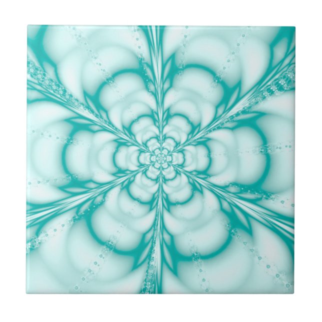 Azulejo Impresión turquesa con flor azul Robin Egg (Frente)