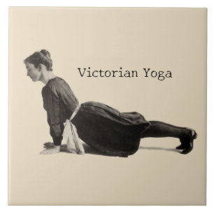 Azulejo Impresión vintage victoriana de yoga mujer en post