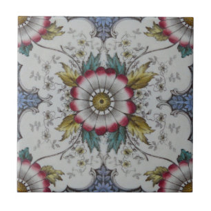 Azulejo Impresión y tinte verde azul rojo repro victoriano