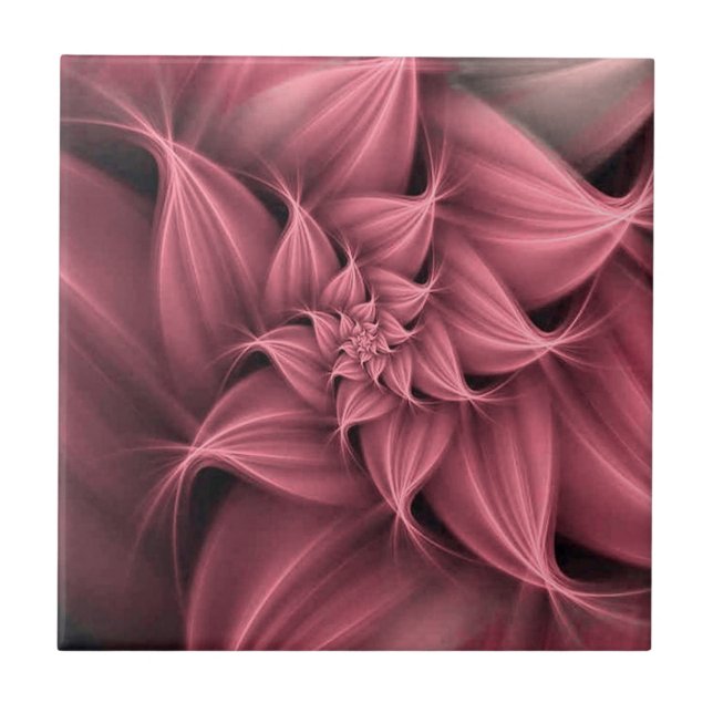 Azulejo Impresionante flor fractal rosa (Frente)