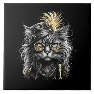 Azulejo Impresionante gato steampunk 