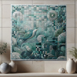 Azulejo Impresionante mosaico azul acuamarino submarino