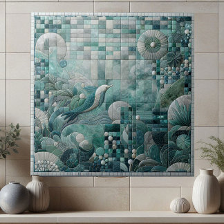 Azulejo Impresionante mosaico azul acuamarino submarino