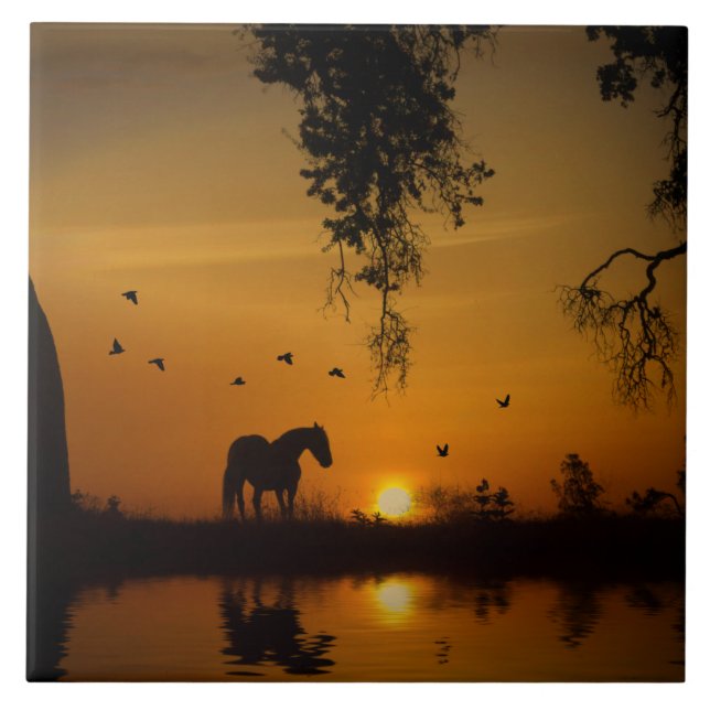 Azulejo Impresionante País Árbol De Roble De Caballo (Frente)