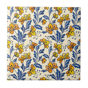 Azulejo Impresionante patrón sin fisuras de flores y hojas