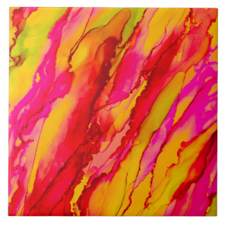Azulejo Impresionante Tinta de Alcohol Rosa Amarillo Rojo