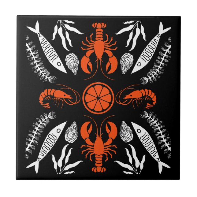 Azulejo Impresiones de estilo Art Deco de marisco (Frente)