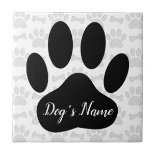 Azulejo Impresiones De Paw De Perro Y Huesos Con Nombre Pe
