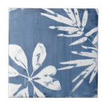 Azulejo Impresiones del índigo tropical - Verdor tropical<br><div class="desc">Impresiones de índigo tropical III por June Erica Vess. La vegetación tropical con un fondo de color índigo</div>