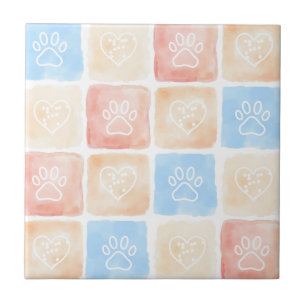 Azulejo Impresiones y corazones de la pintura acuarela en