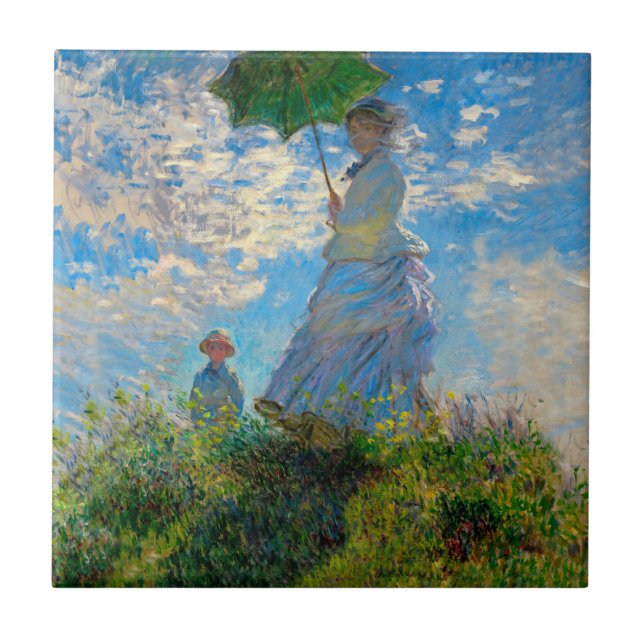Azulejo Impresionismo de Monet Woman Parasol (Frente)