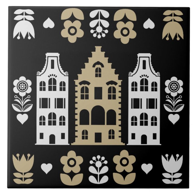 Azulejo Imprimir arte folclórico holandés tradicional (Frente)