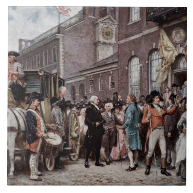 Azulejo Inaugración de Washington de época en Filadelfia (Frente)