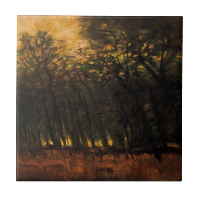 Azulejo Incendios en el bosque (por Laszlo Mednyanszky) (Frente)