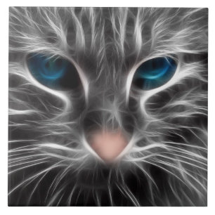 Azulejo Increíble Cara de Gato de Ojos Azules