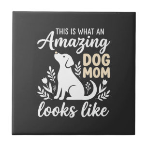 Azulejo Increíble Mamá Perro Floral Amante de los Perros