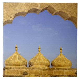 Azulejo India, Rajasthan, Jaisalmer. Cúpulas de arenisca