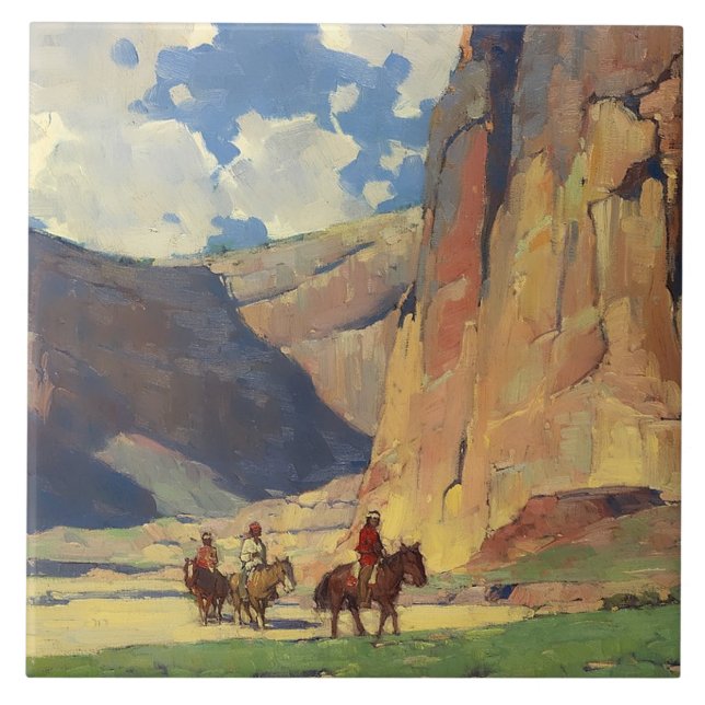 Azulejo “IndiansThrough Canyon de Chelly” de Edgar Payne (Frente)