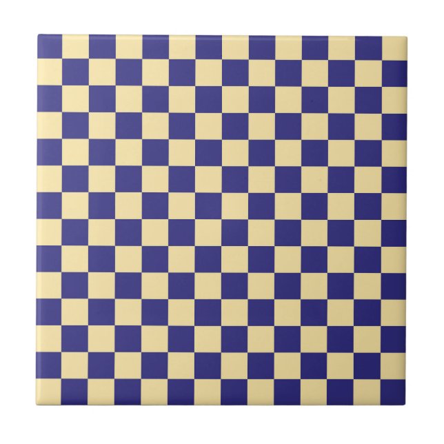 Azulejo Indigo and butter checkerboard pattern (Frente)