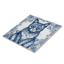 Azulejo Indigo Cat Design Rústicos Tiles