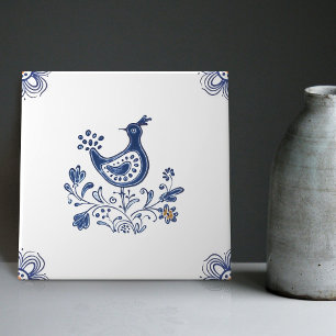 Azulejo Indigo Cerámico Estilo Holandés Flores de