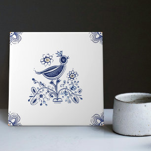 Azulejo Indigo Cerámico Estilo Holandés Flores de