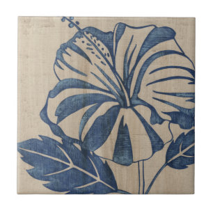 Azulejo Indigo Hibiscus