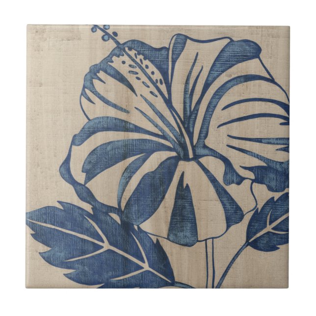 Azulejo Indigo Hibiscus (Frente)