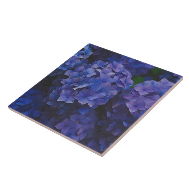 Azulejo Indigo Hydrangea Dusk Decorative Ceramic Tile (Lado)