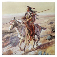 “Indio con lanza” Arte vaquero de Charles Russell