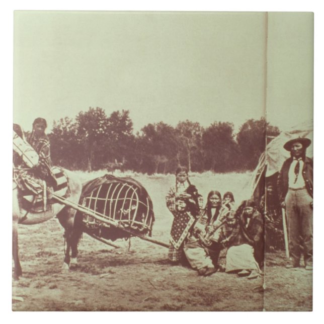 Azulejo Indios de Cheyenne en el movimiento, 1878 (foto de (Frente)