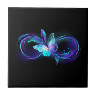 Azulejo Infinito brillante con mariposa mágica