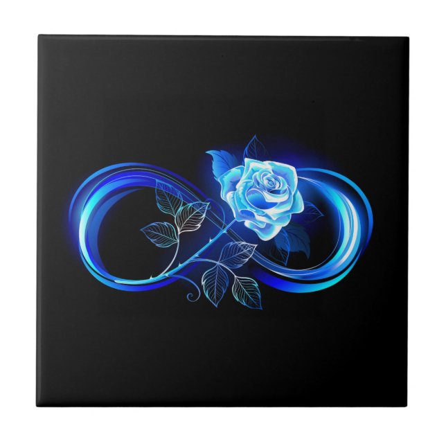 Azulejo Infinito brillante con rosa azul (Frente)