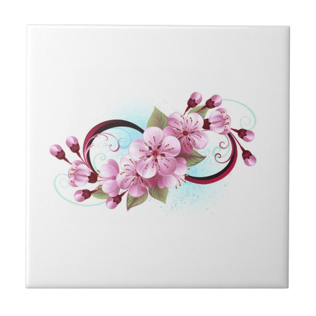 Azulejo Infinito con las flores de flores de Sakura Blosso (Frente)