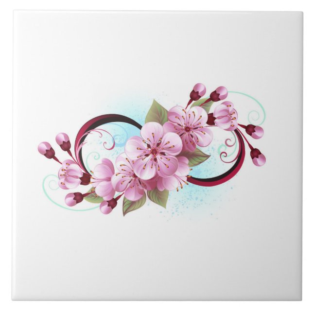 Azulejo Infinito con las flores de flores de Sakura Blosso (Frente)