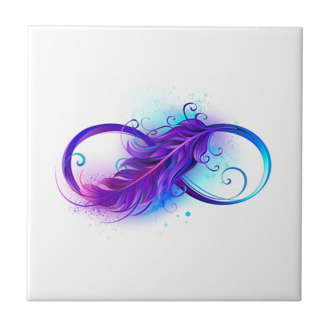 Azulejo Infinito con plumas púrpura (Frente)