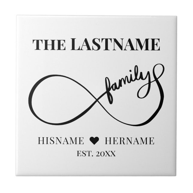Azulejo Infinity Personalized Family Name and Est. Fecha (Frente)