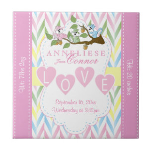 Azulejo Información de nacimiento - ardillas para bebé p