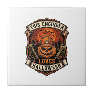 Azulejo Ingeniero Ama Halloween Calabaza Casco Martillo Ll