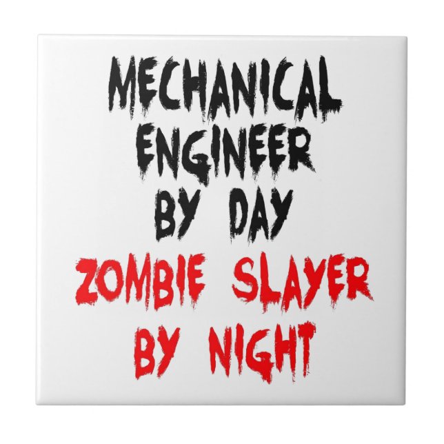 Azulejo Ingeniero Mecánico Zombie Slayer (Frente)