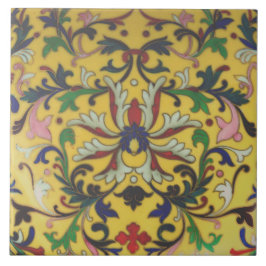 Azulejo inglés floral amarillo vintage repro Minto