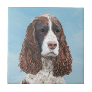 Azulejo Inglés Springer Spaniel Pintura Original Perro Art