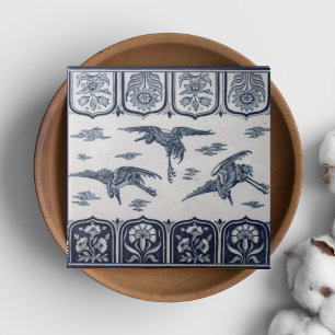 Azulejo inglés vintage repro Minton azul y blanco